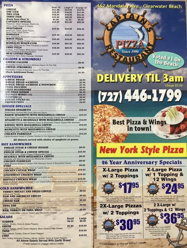 Captain's Pizza Menu image 2